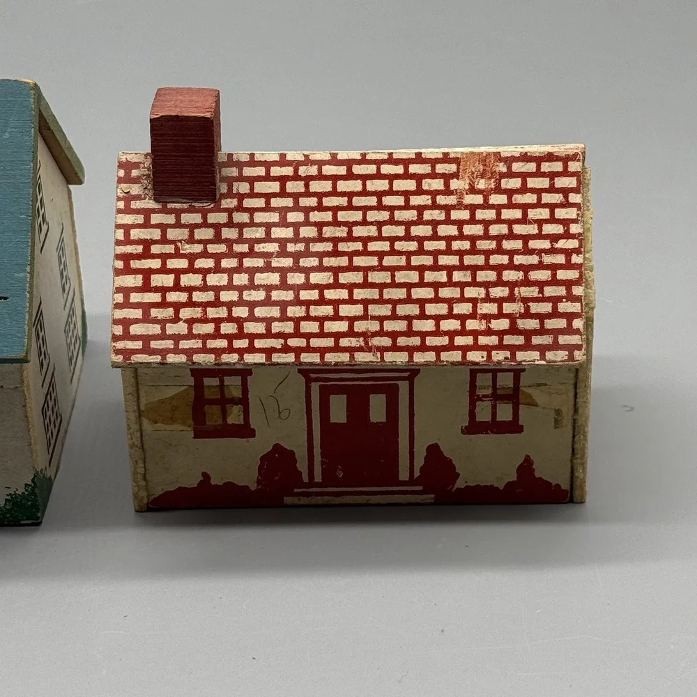 Vintage Hobbytown Wooden Model Railroad Buildings House Boro School Train Layout